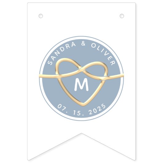Dusty Blue Wedding Monogram Vlaggetjes (Derde vlag)