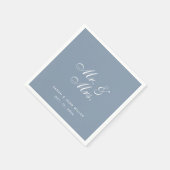 Dusty Blue Wedding Mr en Mrs White Calligraphy Servet (Hoek)
