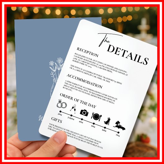 Dusty Blue Wedding Orde van Evenementen Kaart