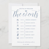 Dusty Blue Wedding Order of Events Programma (Voorkant)