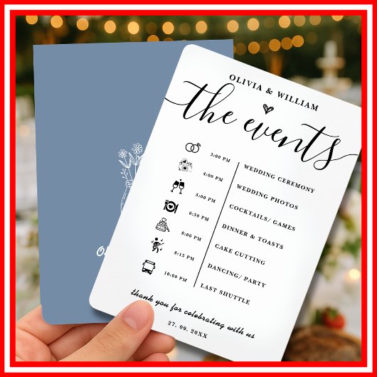 Dusty Blue Wedding Order of Events Programma