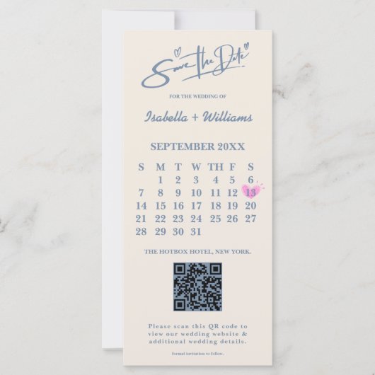 Dusty Blue Wedding Photo QR Code Elegant (Voorkant)