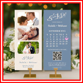 Dusty Blue Wedding Photo QR Code Elegant