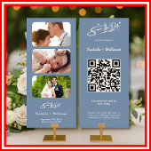 Dusty Blue Wedding Photo QR Code Elegant