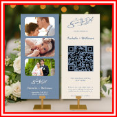 Dusty Blue Wedding Photo QR Code Elegant