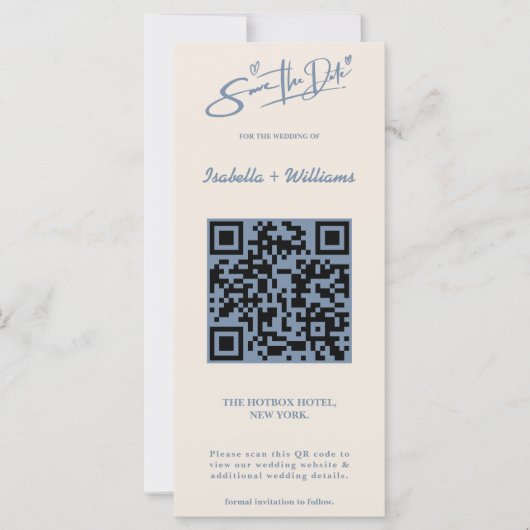Dusty Blue Wedding Photo QR Code Elegant (Voorkant)