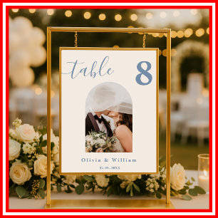 Dusty Blue Wedding PHOTO Tafelnummer Poster