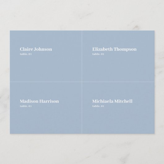 Dusty Blue Wedding Place Card DIY Kaart (Voorkant)