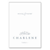 Dusty Blue Wedding Place Card with Table Number Kaart (Voorkant)