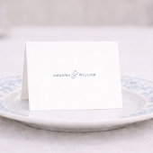 Dusty Blue Wedding Place Card with Table Number Kaart