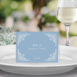 Dusty Blue Wedding Place Kaarten met Maaltijdkeuze