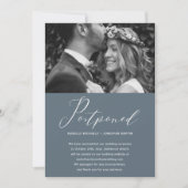 Dusty Blue Wedding Postponement New Date Foto Aankondiging (Voorkant)