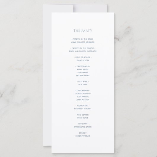Dusty Blue Wedding Program (Achterkant)