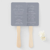 Dusty Blue Wedding Program Fan Handwaaier (Voorkant en achterkant)