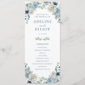 Dusty Blue Wedding Program Floral Wedding Program Programmakaart (Voorkant)
