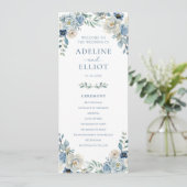 Dusty Blue Wedding Program Floral Wedding Program Programmakaart (Staand voorkant)