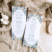 Dusty Blue Wedding Program Floral Wedding Program Programmakaart