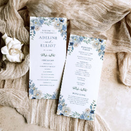 Dusty Blue Wedding Program Floral Wedding Program Programmakaart