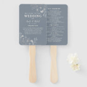 Dusty Blue Wedding Program Hand Fan Handwaaier (Voorkant en achterkant)