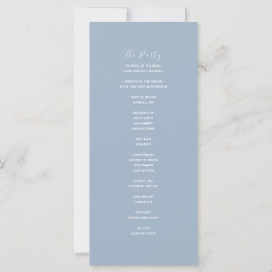 Dusty Blue Wedding Program met Rope Heart (Achterkant)