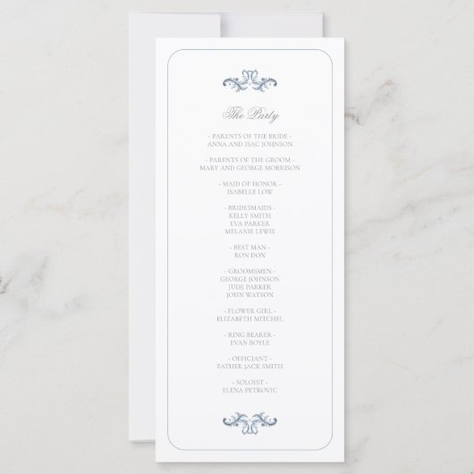 Dusty Blue Wedding Programma (Achterkant)