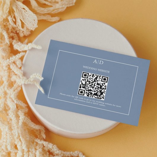 Dusty Blue Wedding QR Code Bruiloft Informatiekaartje