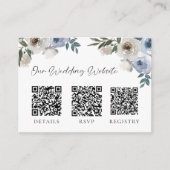Dusty Blue Wedding QR Code RSVP Gift Registry Informatiekaartje (Voorkant)