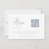 Dusty Blue Wedding QR Code RSVP-kaart Kaart (Voorkant)