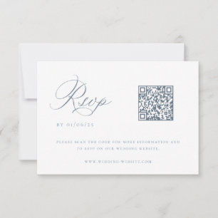 Dusty Blue Wedding QR Code RSVP-kaart Kaart