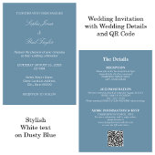 Dusty Blue Wedding QR Code RSVP uitnodiging