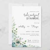 Dusty Blue Wedding Rehearsal Dinner Invitation Kaart (Voorkant)