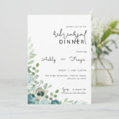 Dusty Blue Wedding Rehearsal Dinner Invitation Kaart (Staand voorkant)