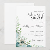 Dusty Blue Wedding Rehearsal Dinner Invitation Kaart (Voorkant / Achterkant)