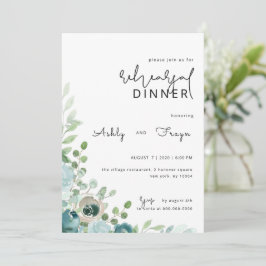 Dusty Blue Wedding Rehearsal Dinner Invitation Kaart