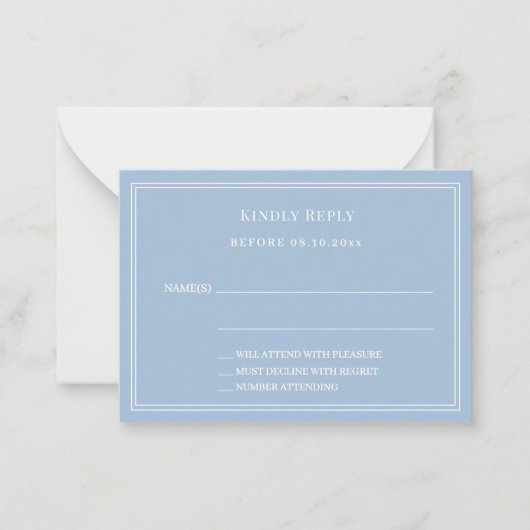 Dusty blue wedding response RSVP Notitiekaartje (Voorkant)