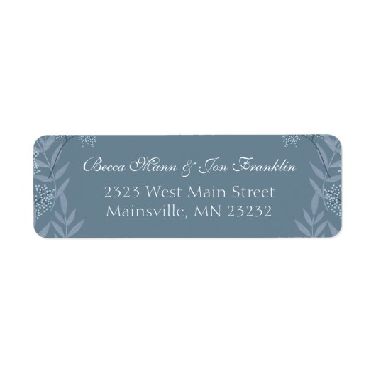 Dusty Blue Wedding  Return Address Etiket (Voorkant)