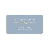 Dusty Blue Wedding Return-adres Etiket (Voorkant)
