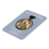 Dusty Blue Wedding Ring foto Opslaan van de datum Magneet (Linkerzijde)