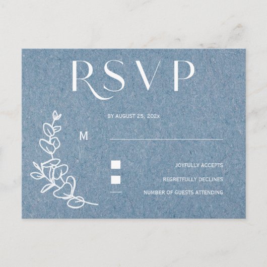 Dusty Blue Wedding RSVP Briefkaart (Voorkant)