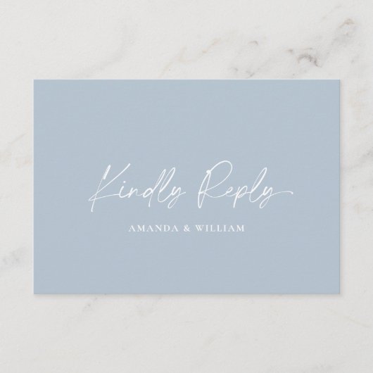 Dusty Blue Wedding RSVP Card with QR Code Informatiekaartje (Voorkant)