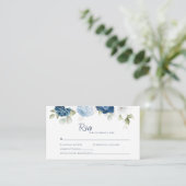Dusty Blue Wedding RSVP Enclosure Kaart (Staand voorkant)