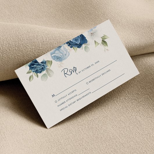 Dusty Blue Wedding RSVP Enclosure Kaart