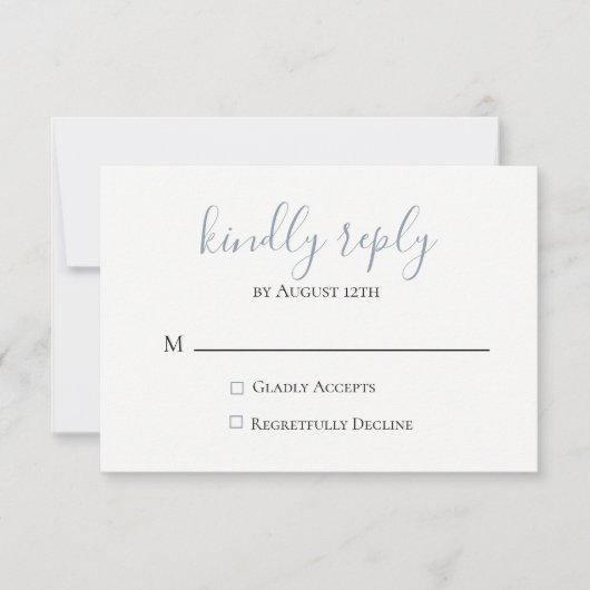 Dusty Blue Wedding RSVP-kaart RSVP Kaartje (Voorkant)