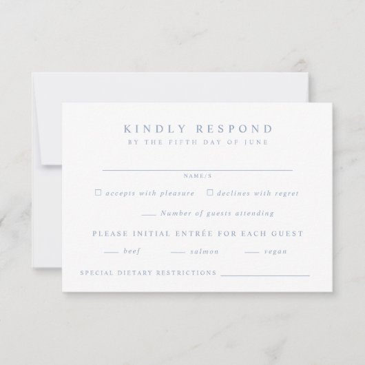 Dusty Blue Wedding RSVP Kaartje (Voorkant)