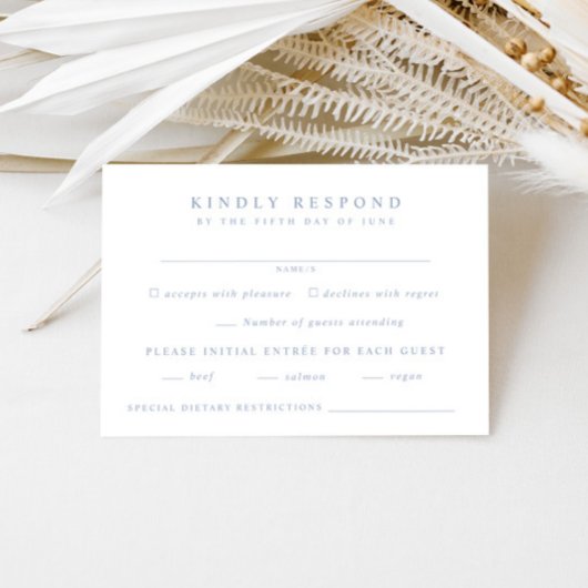 Dusty Blue Wedding RSVP Kaartje