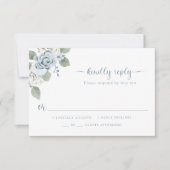 Dusty Blue Wedding RSVP Kaartje (Voorkant)