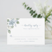 Dusty Blue Wedding RSVP Kaartje (Staand voorkant)