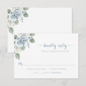 Dusty Blue Wedding RSVP Kaartje (Voorkant / Achterkant)