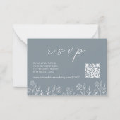 Dusty Blue Wedding RSVP | QR-code behuizing Kaart Notitiekaartje (Voorkant)