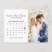 Dusty Blue Wedding Save the Date Calendar Photo Aankondigingskaart (Voorkant)